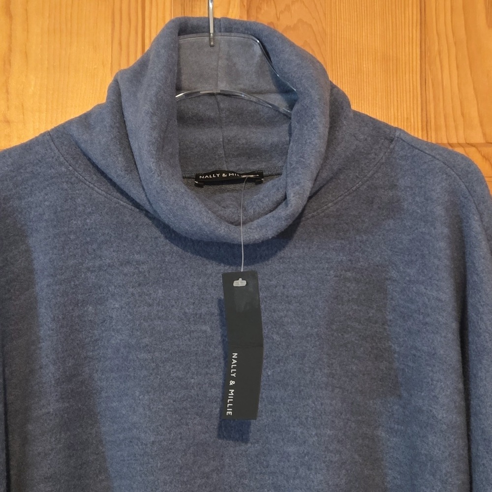 Nally & Millie Sweater Turtleneck‎ Blue Long Sleeve Pullover Soft Cozy USA